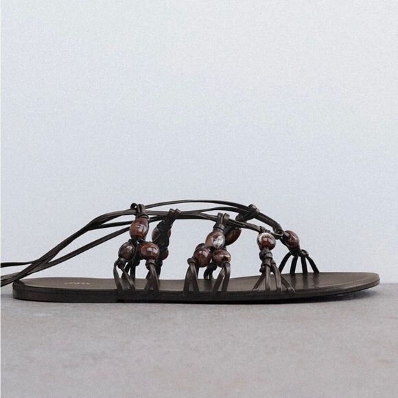 Zara Tied Flat Sandals with Stones size 41 - Picture 5 of 5